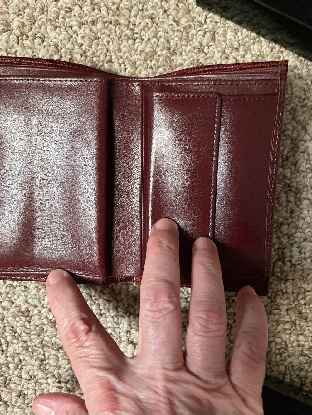 Balenciaga Burgundy Textured Leather Wallet with Gold BB Emblem